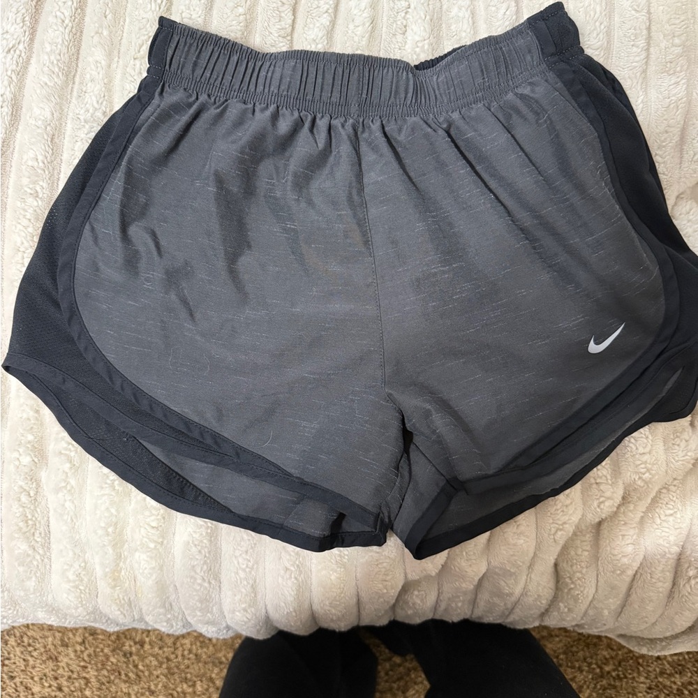 Nike Women's Charcoal and Black Athletic Shorts with built in under wear